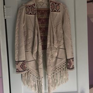 Odd Molly Boho Hi Lo Crochet Knit Cardigan Sweater with Fringe, Size M (2)